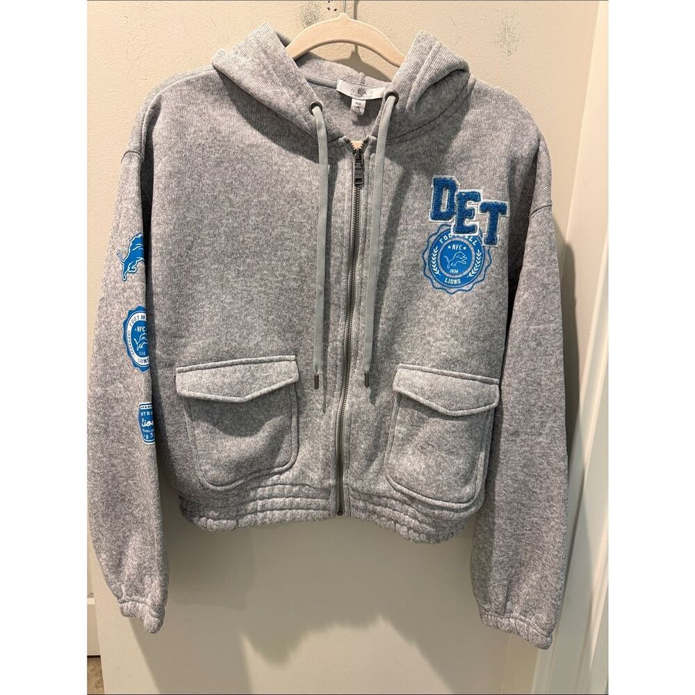 Wear by Erin Andrews Grey Zip-Up Hoodie Detroit Lions NFC NWT size medium